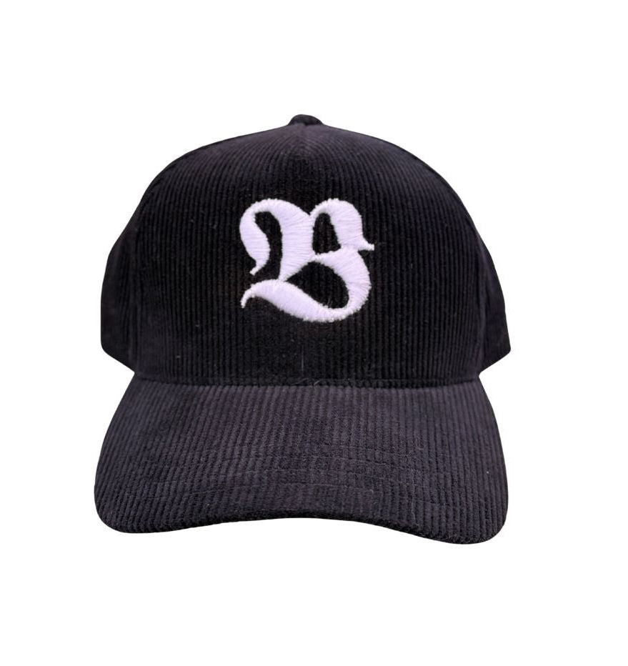 Initial B Corduroy Hat Black