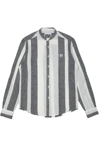 INTIAL B BANDED COLLAR STRIPED SHIRT GREY_WHITE