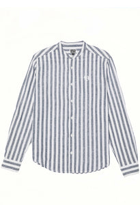 Initial 'B' Striped Collarless Shirt